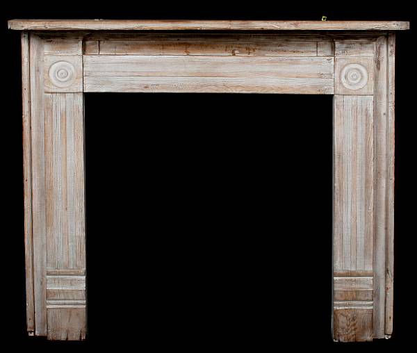 Appraisal: An Italian Neoclassical style pickled pine fire surround height in