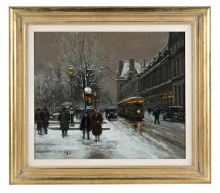 Appraisal: Edouard Leon Cortes Parisian street scene with figures signed lower