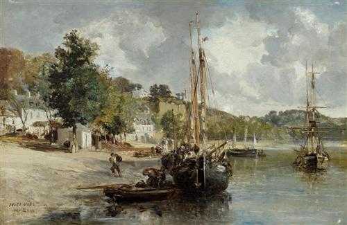 Appraisal: NOEL JULES ACHILLE Quimper - Algiers Ships at the shore