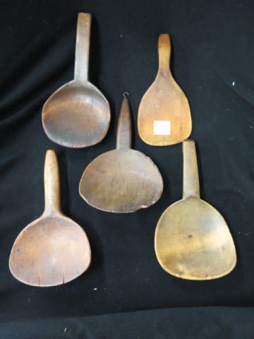 Appraisal: Early Wooden Butter Paddles scoop style largest is