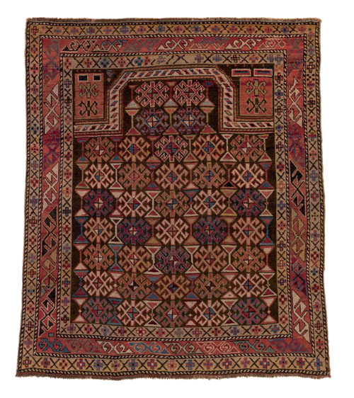 Appraisal: Shirvan prayer rug ca with repeating crab decoration on a