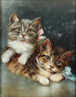 Appraisal: Painting Carl Reichert Carl Reichert French - Two Kittens oil