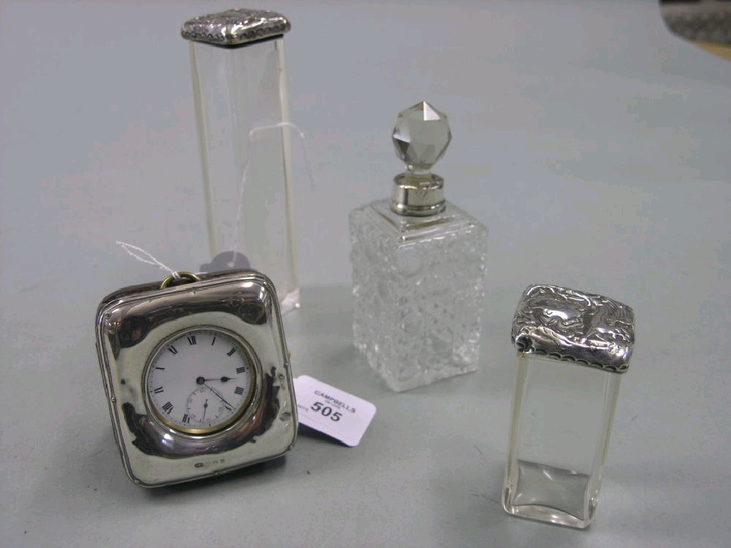 Appraisal: A silver mounted pocket watch case Birmingham containing an open-faced