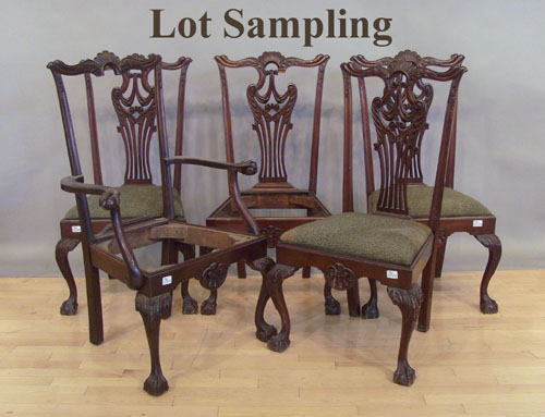 Appraisal: Set of ten Chippendale style dining chairs