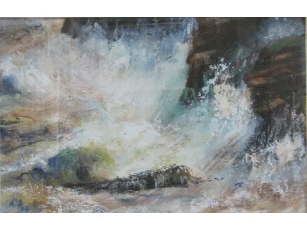 Appraisal: Acrylic 'Atlantic Storm' signed and dated A Johnstone