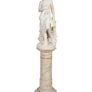 Appraisal: A Continental Marble Figure of a Female Bather on Pedestal