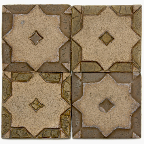 Appraisal: GRUEBY Fifty-four geometric tiles with a raised star pattern of