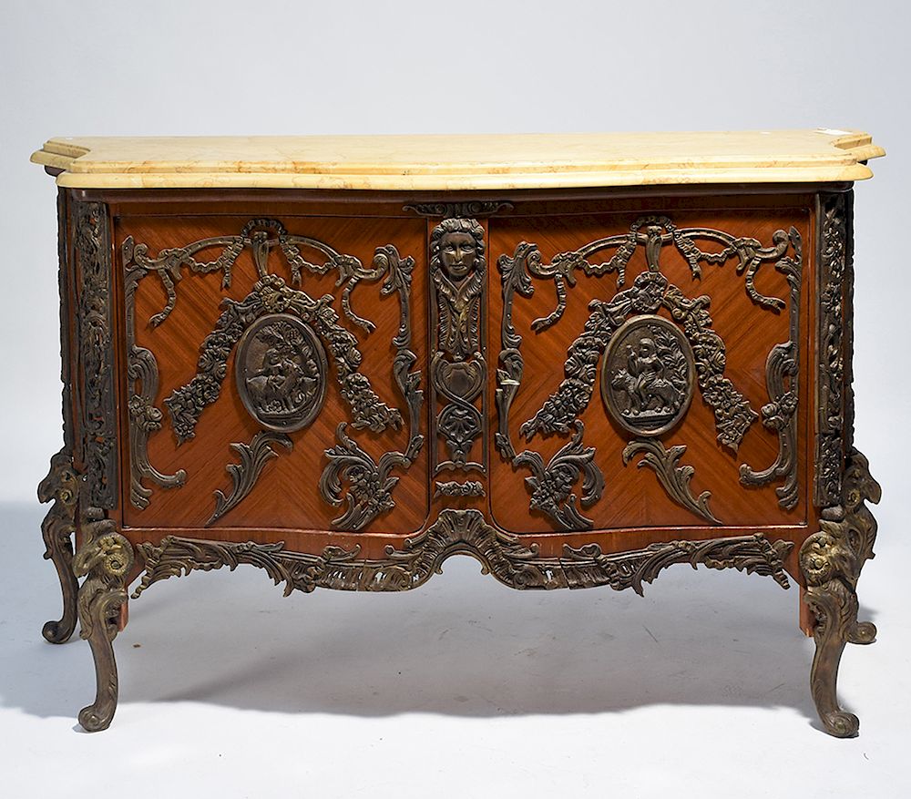 Appraisal: th C French style marble top commode th C French