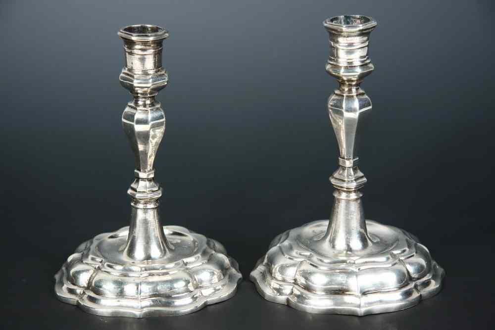 Appraisal: PAIR TH C ENGLISH STERLING CANDLESTICKS - Pair English Sterling