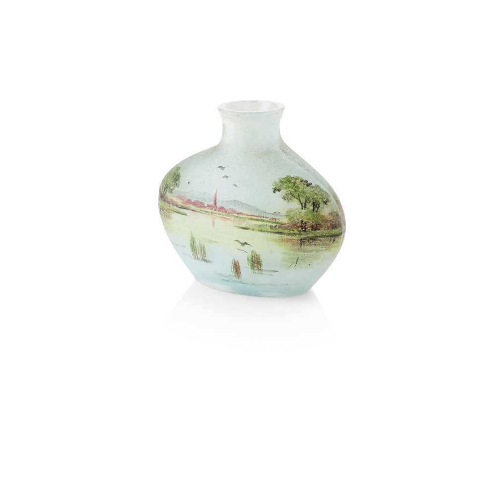 Appraisal: DAUM FR RES NANCY MINIATURE LANDSCAPE VASE CIRCA painted and