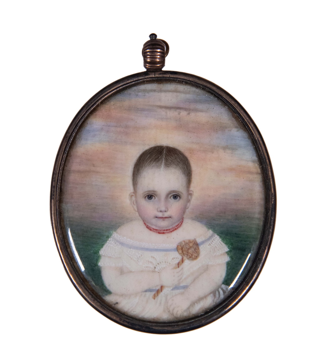 Appraisal: MINIATURE PORTRAIT Oil on Ivory circa American Memorial Portrait of