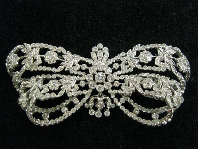 Appraisal: Diamond Bow Brooch Edwardian style bow with floral designs loaded