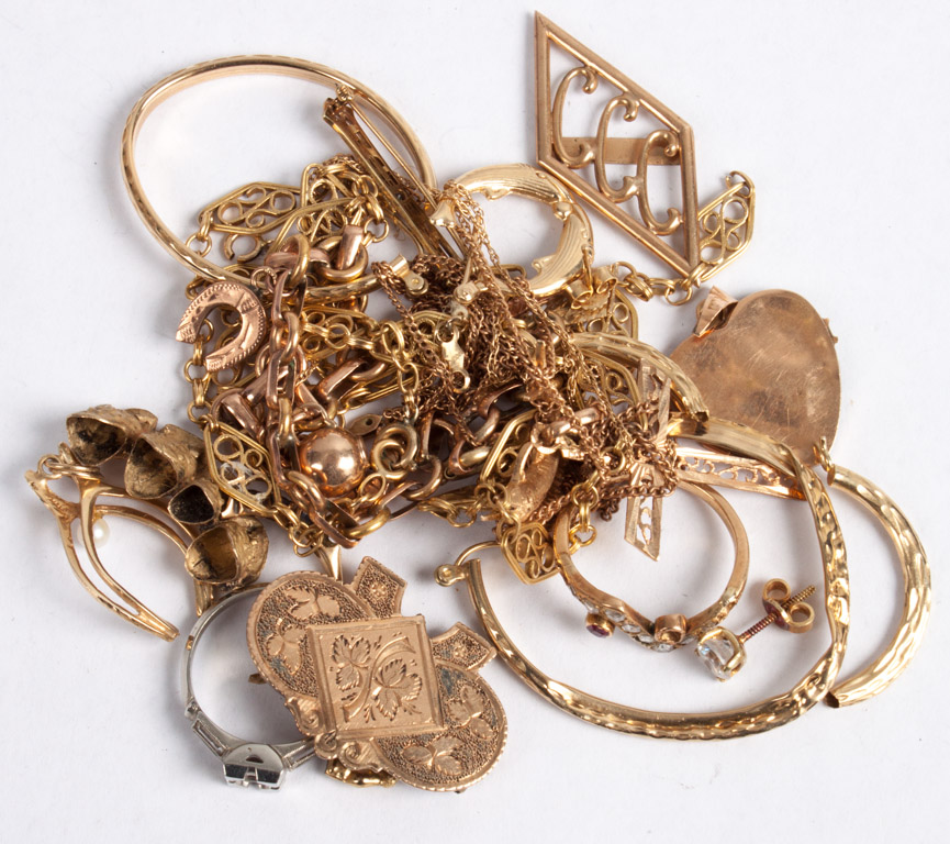 Appraisal: Group of broken mismatched gold jewelry including K grams including