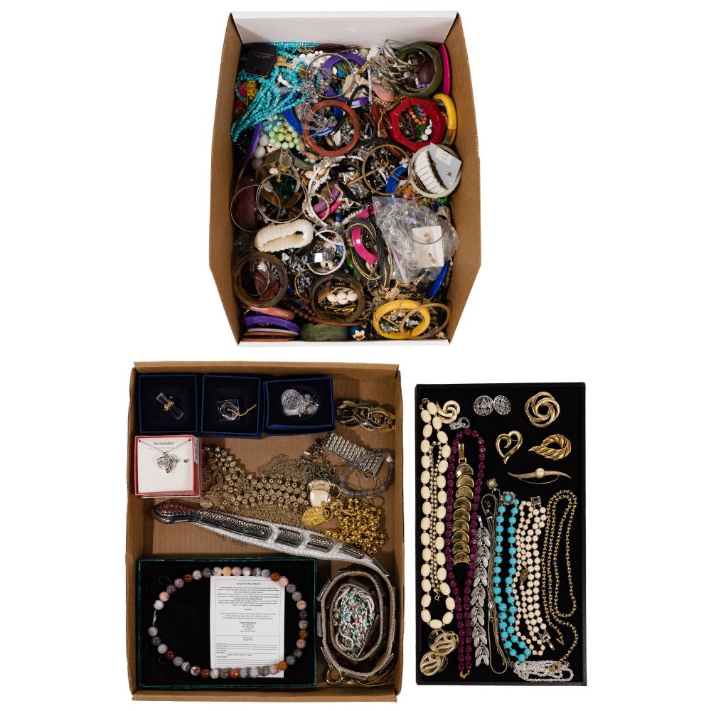 Appraisal: COSTUME JEWELRY ASSORTMENTOver pounds of pins necklaces earrings bracelets and