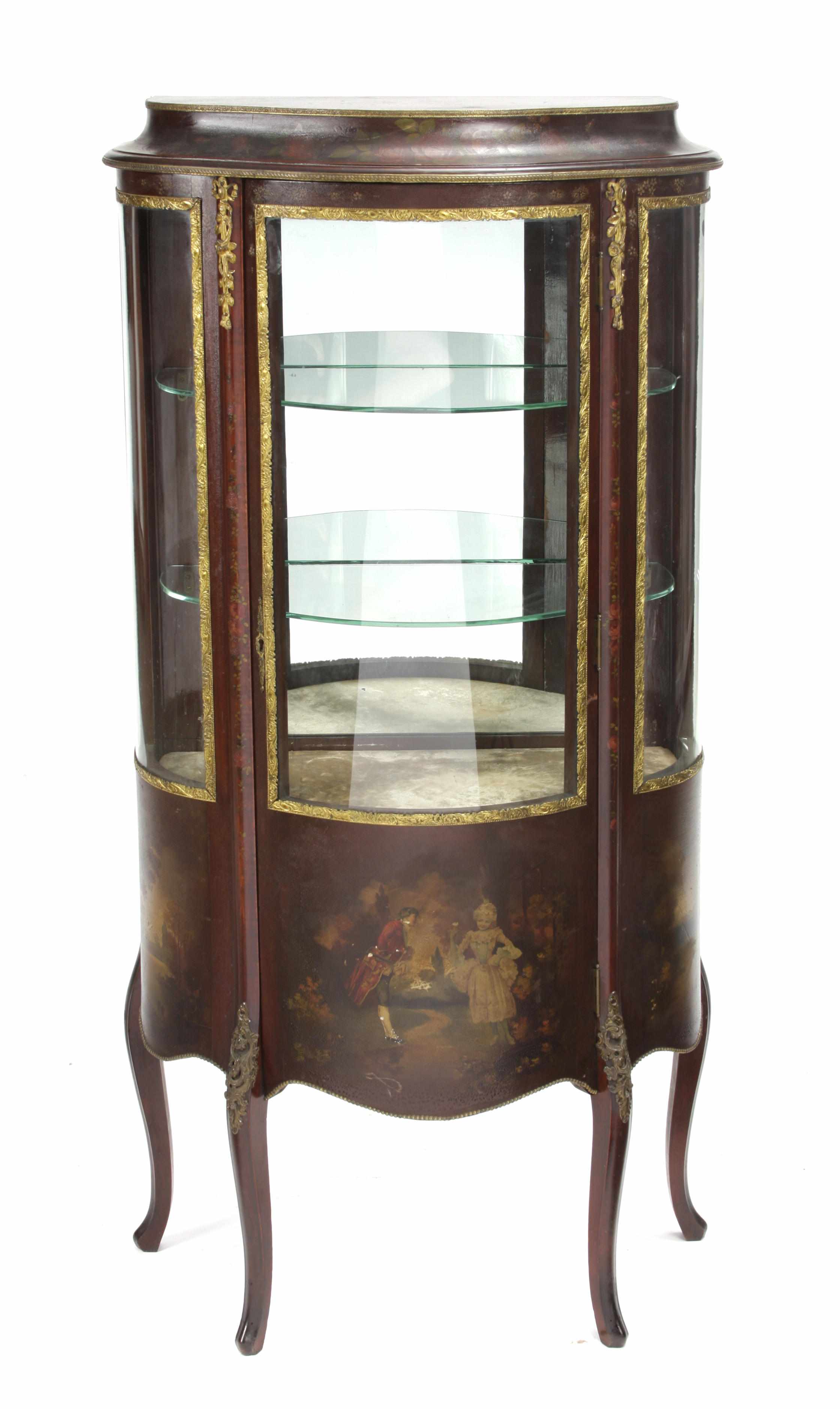 Appraisal: A Louis XV style paint decorated vitrine cabinet height in