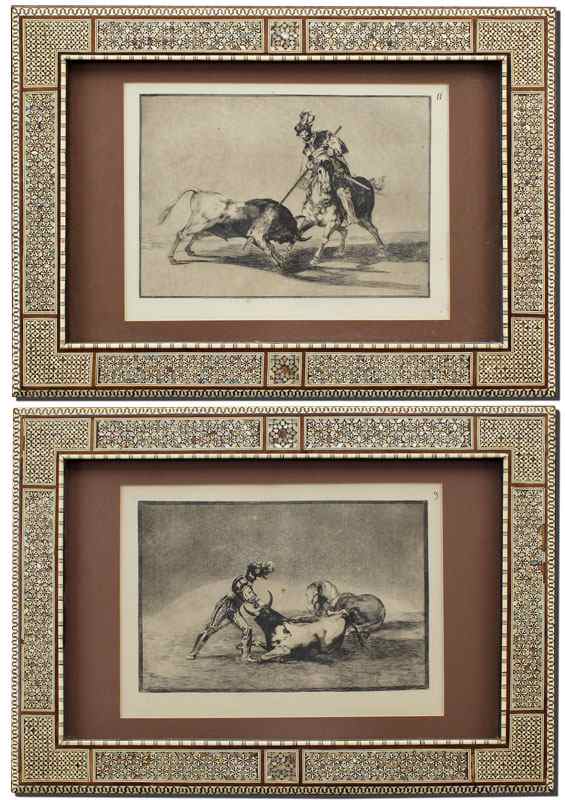 Appraisal: GOYA Francisco Spanish - Pair of Bullfighter Etchings from Tauromaquia