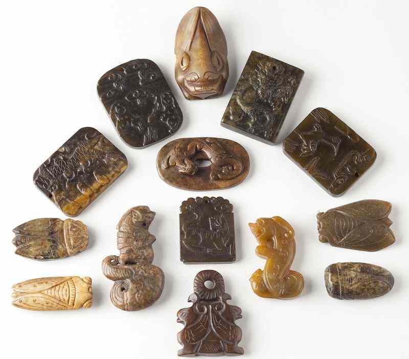 Appraisal: Group of Chinese Hardstone Carvingsincluding plaques and animal form carvings