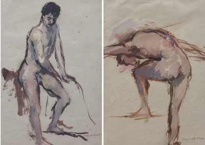 Appraisal: Eugenio Arroyo American th Century A pair of gouache studies