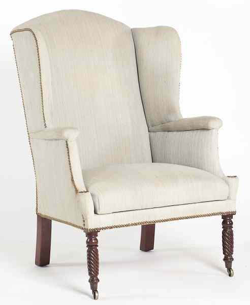 Appraisal: American Federal Wing Back Necessary Chairearly th century the upholstered