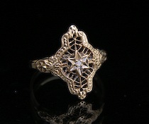 Appraisal: A Ladies' Gold and Diamond Ring k yellow gold pierced