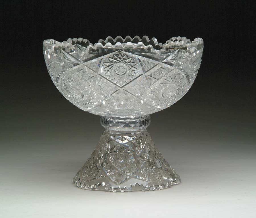 Appraisal: TWO PIECE CUT GLASS PUNCHBOWL Two piece punchbowl is cut