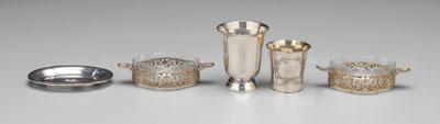 Appraisal: French Russian Norwegian silver pair French gilt silver salts openwork