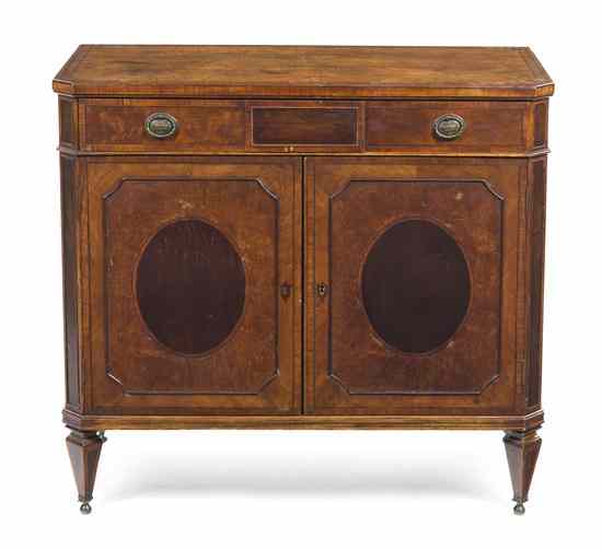 Appraisal: An Edwardian Style Console Cabinet having a rectangular banded top