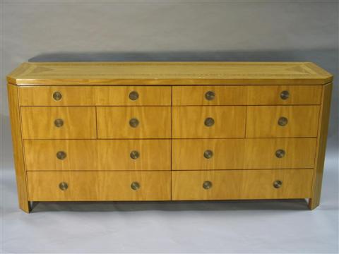 Appraisal: BAKER BLEACHED MAHOGANY LONG CHEST Twentieth century Baker furniture plaque