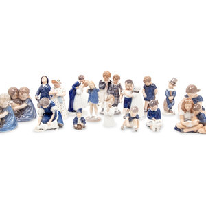 Appraisal: Fourteen Royal Copenhagen Porcelain Figures th Century each with three