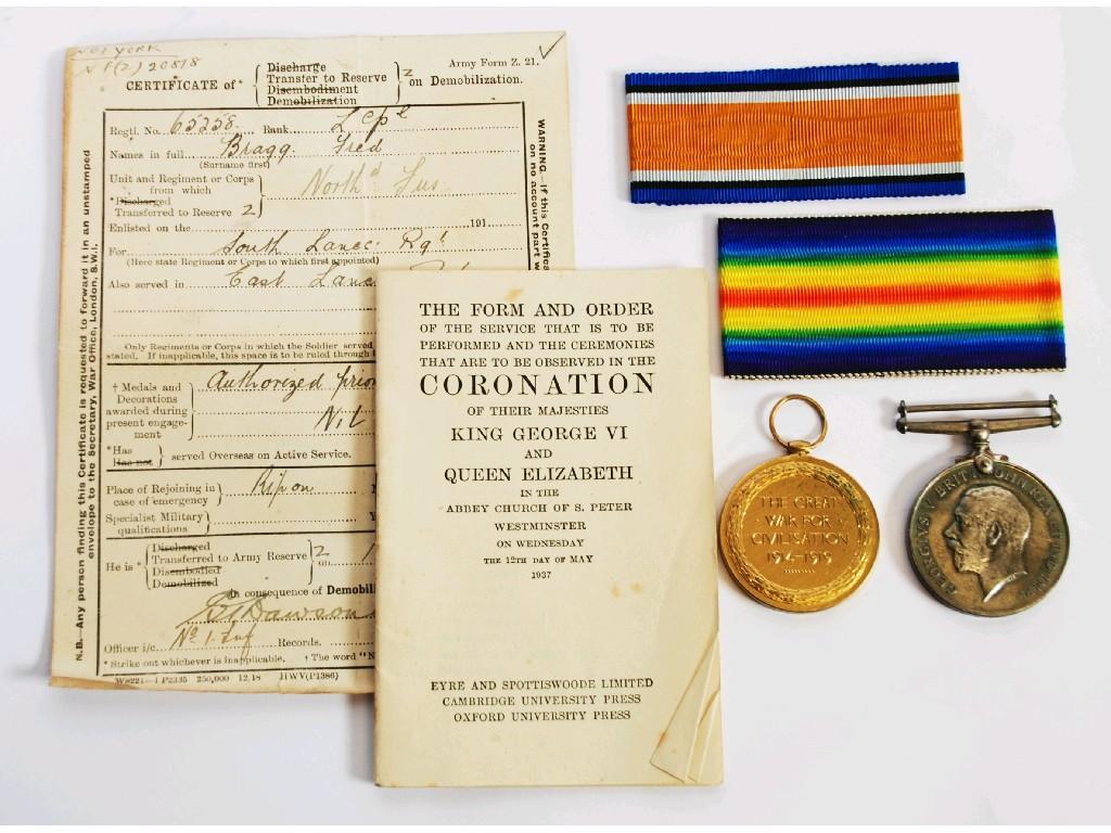 Appraisal: TWO WORLD WAR I SERVICE MEDALS awarded to - P