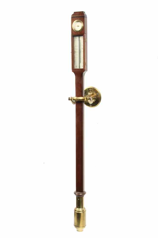 Appraisal: BAROMETER - Early th c gimbal mounted ship's barometer brass