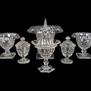 Appraisal: Five George III Style Cut-Glass Table Articles EARLY TH CENTURY