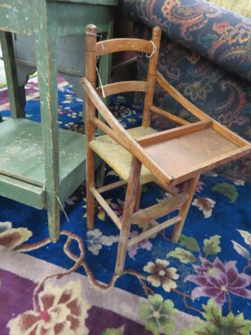 Appraisal: Childs High Chair rush seat th century would be great