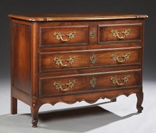 Appraisal: French Louis XV Style Carved Cherry Commode th c the