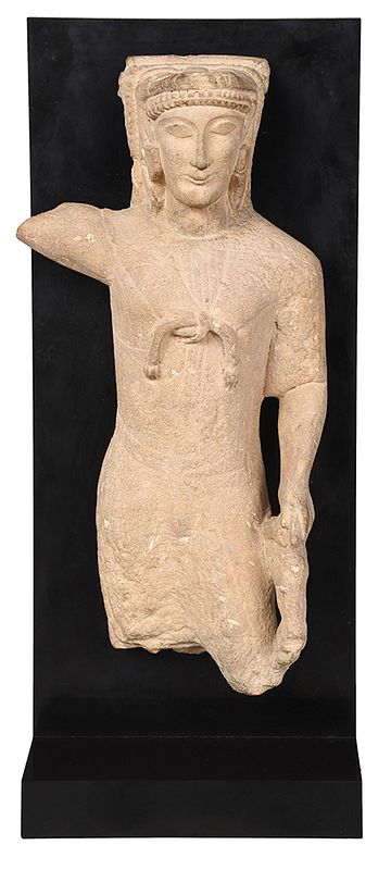 Appraisal: An Important Cypriot Limestone Figure of Herakles early th century