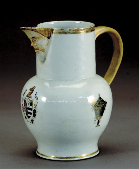 Appraisal: Chinese Export porcelain mask jug circa bulbous body with tall