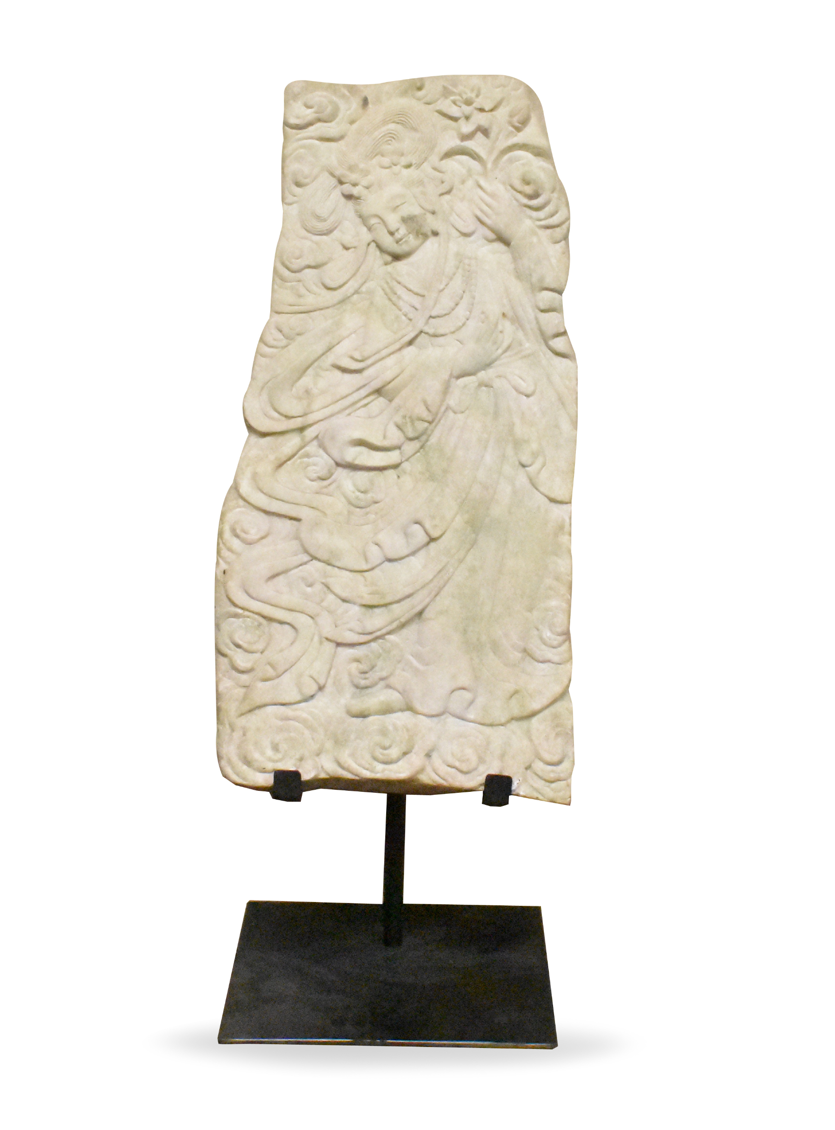 Appraisal: A Chinese marble carving of flying buddha on a stand