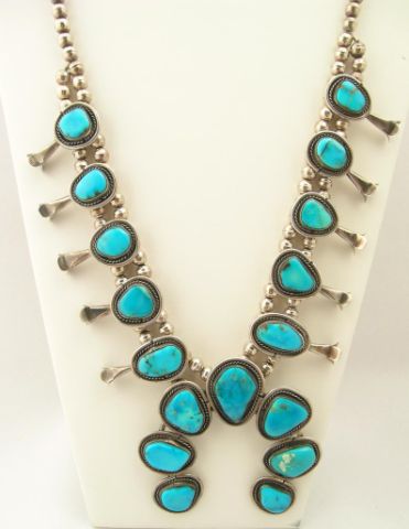 Appraisal: Turquoise and nickel silver Squash Blossom necklace