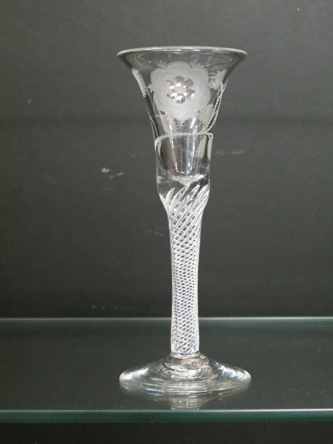 Appraisal: An th century English Jacobite cordial glass two-piece construction with