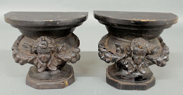 Appraisal: - Pair of Italian carved wood wall brackets probably th