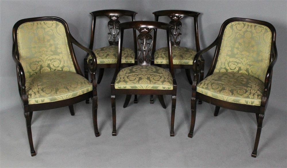 Appraisal: SET OF FIVE EMPIRE STYLE MAHOGANY CHAIRS THREE SIDE AND