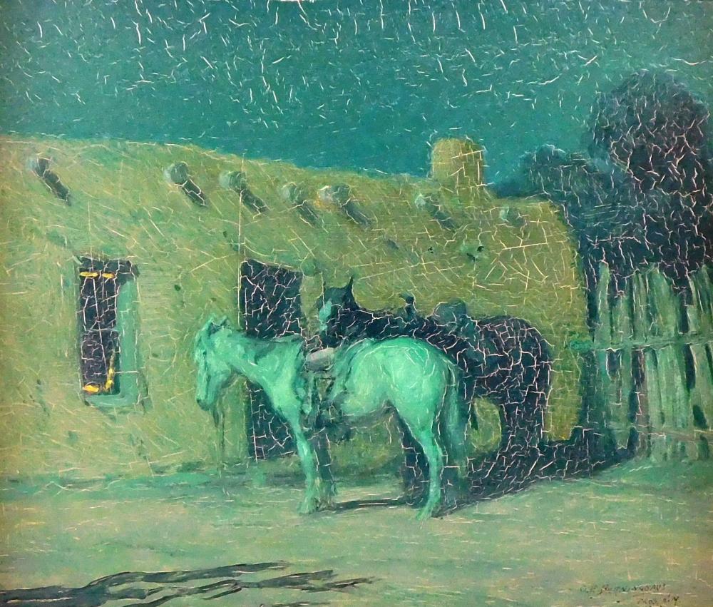 Appraisal: Oscar Edmund Berninghaus American - oil on panel two horses