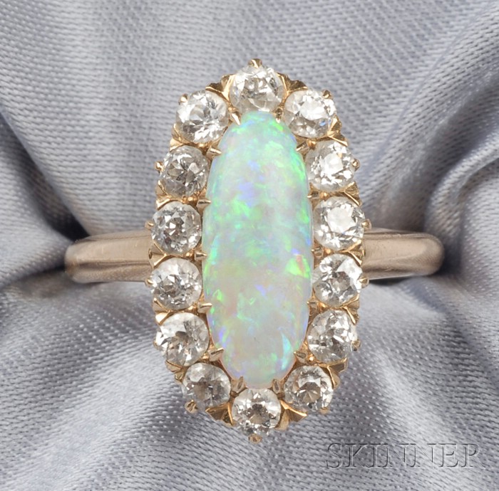 Appraisal: Edwardian kt Gold Opal and Diamond Ring T B Starr