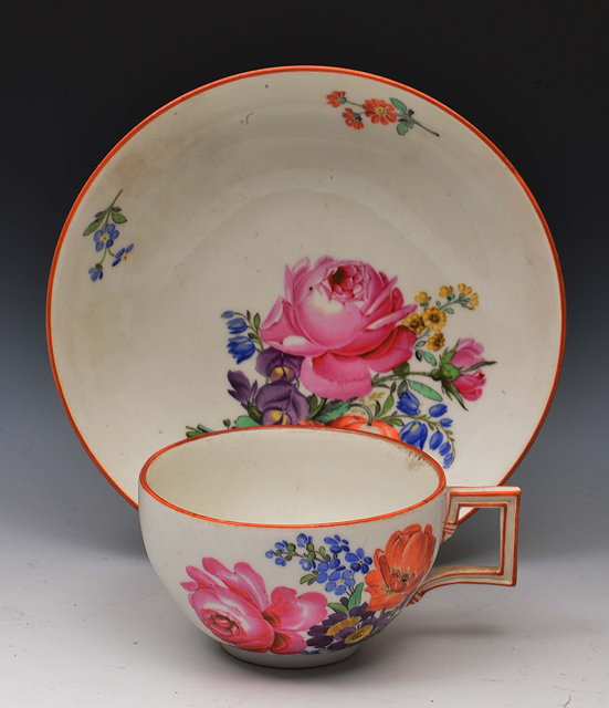 Appraisal: Meissen cup and saucercirca decorated in polychrome enamels of floral