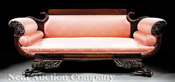 Appraisal: An American Classical Carved Mahogany Sofa th c having a