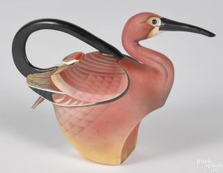 Appraisal: Annette Corcoran American b painted porcelain Scarlet Ibis teapot initialed