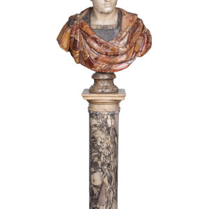 Appraisal: A Mixed Marble Portrait Bust of Caracalla with a Continental