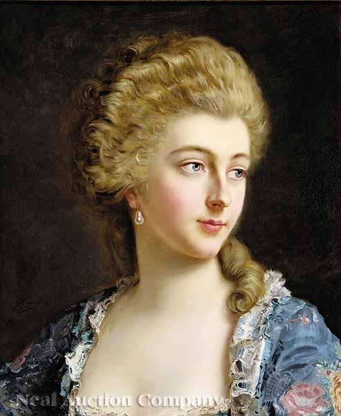 Appraisal: Gustave-Jean Jacquet French - Portrait of an Elegant Lady in