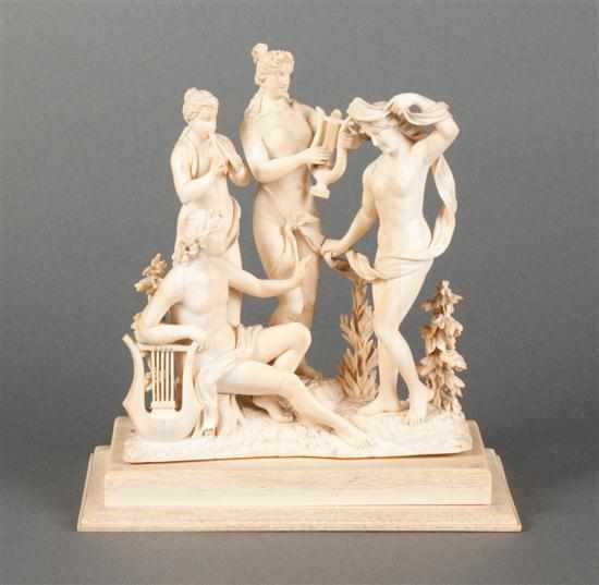 Appraisal: Continental carved ivory figural group of Apollo and His Muses