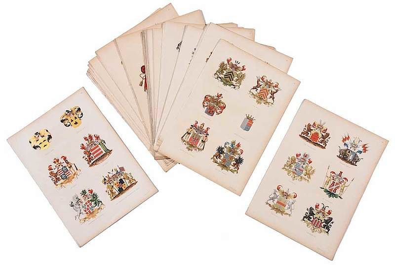 Appraisal: Group of Heraldic Crest Prints Continental probably s sixty eight